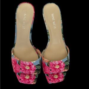 Nine West Floral Mules - Pink and Green